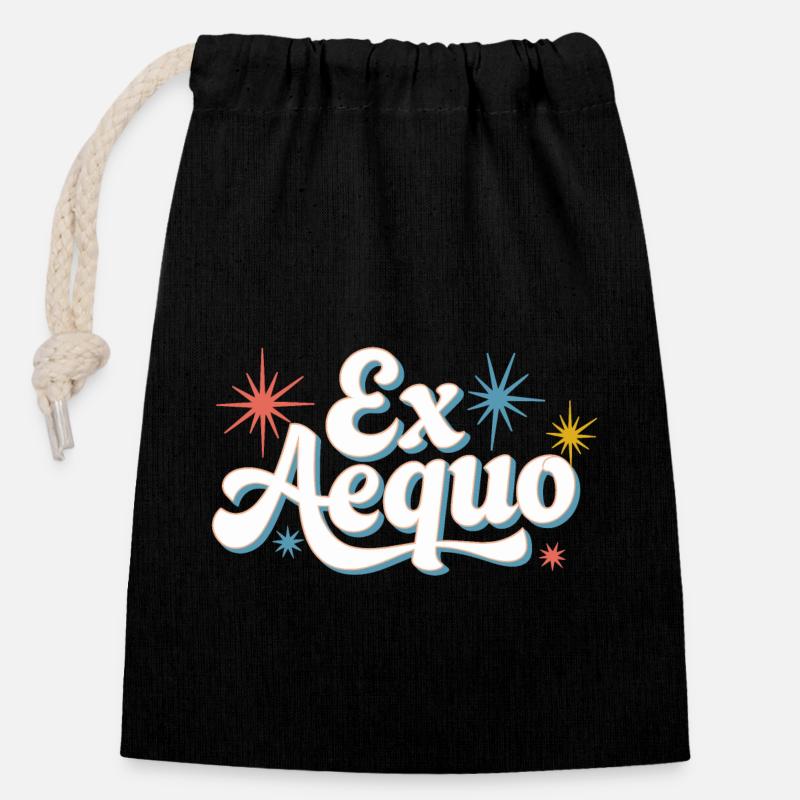 Ex aequo - Sac cadeau en coton avec cordon (14 x 20 cm) - noir
