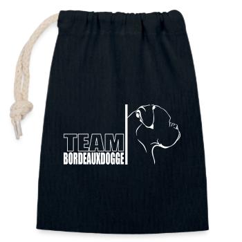 TEAM Bordeauxdogge Hunde Hund Wilsigns - Verschließbarer Geschenkbeutel aus Baumwolle (14x20cm) - Navy - Vorne