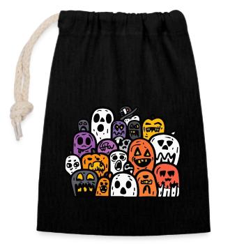 Halloween Party Figuren - Verschließbarer Geschenkbeutel aus Baumwolle (14x20cm) - Schwarz - Vorne