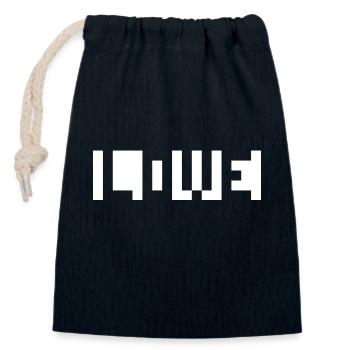 Pixel love - Sac cadeau en coton avec cordon (14 x 20 cm) - bleu marine - Devant