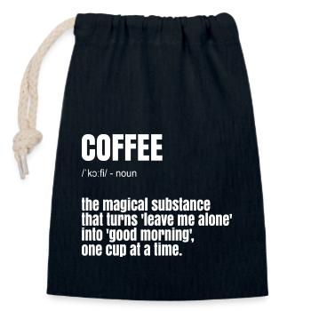 Lustiger Kaffee Spruch - Verschließbarer Geschenkbeutel aus Baumwolle (14x20cm) - Navy - Vorne