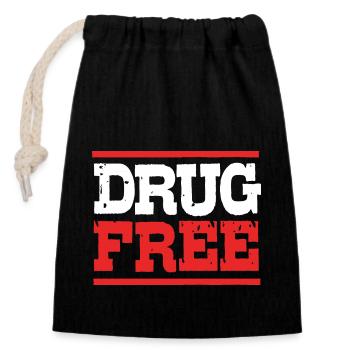 Drug-free addiction addicted - Closable cotton gift bag (14x20cm) - black - Front