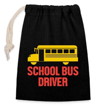Schulbusfahrer Schulbus - Verschließbarer Geschenkbeutel aus Baumwolle (14x20cm) - Schwarz - Vorne