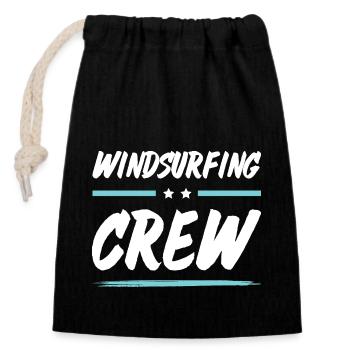 Windsurfing Crew - Verschließbarer Geschenkbeutel aus Baumwolle (14x20cm) - Schwarz - Vorne