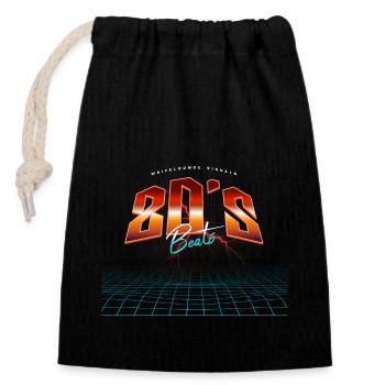 Neon Synthwave 80s Beats - Closable cotton gift bag (14x20cm) - black - Front