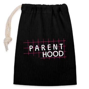 Parent Hood – Elternleben im Fokus - Verschließbarer Geschenkbeutel aus Baumwolle (14x20cm) - Schwarz - Vorne
