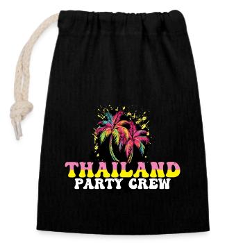 Thaïlande Party Crew Vacances - Sac cadeau en coton avec cordon (14 x 20 cm) - noir - Devant