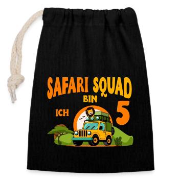 Safari Birthday Motif 5 Years Boys - Closable cotton gift bag (14x20cm) - black - Front