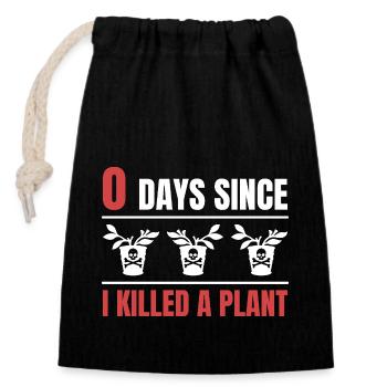 Gardener 0 Days Since I Killed A Plant Lover - Closable cotton gift bag (14x20cm) - black - Front