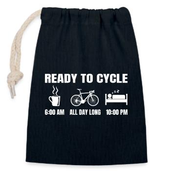 Routine de cycliste amusante - Sac cadeau en coton avec cordon (14 x 20 cm) - bleu marine - Devant
