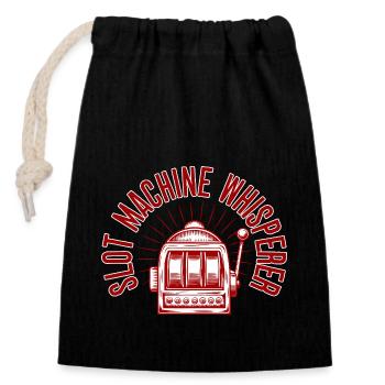 Gambling Fan Slot Machine Whisperer Casino - Closable cotton gift bag (14x20cm) - black - Front