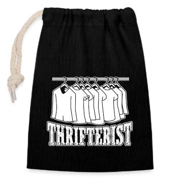 Thrift Shop Thrifterist Love Thrifting - Closable cotton gift bag (14x20cm) - black - Front