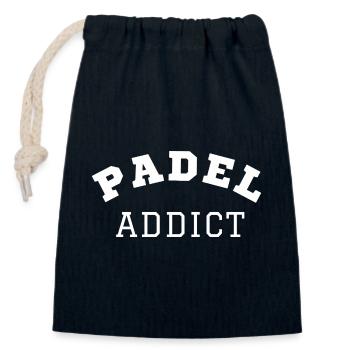 Accro au padel - Sac cadeau en coton avec cordon (14 x 20 cm) - bleu marine - Devant