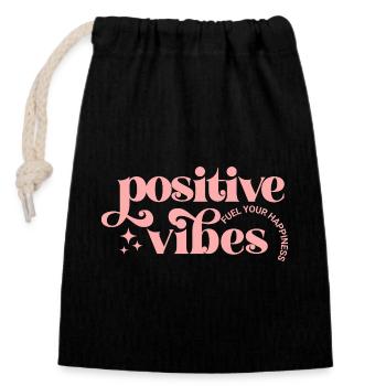 Positive Vibes in Pink Typography - Closable cotton gift bag (14x20cm) - black - Front