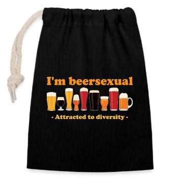 Je suis Beersexual Boire de la bière Amateurs de bière - Sac cadeau en coton avec cordon (14 x 20 cm) - noir - Devant