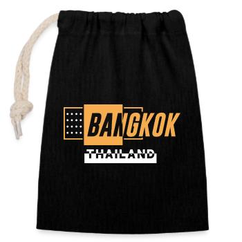Chemise de voyage Bangkok Thaïlande - Sac cadeau en coton avec cordon (14 x 20 cm) - noir - Devant