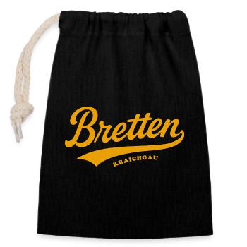 Bretten Baden Schriftzug - Verschließbarer Geschenkbeutel aus Baumwolle (14x20cm) - Schwarz - Vorne