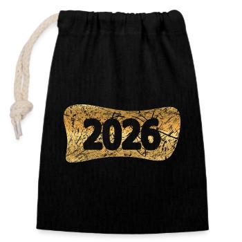 2026 - Sac cadeau en coton avec cordon (14 x 20 cm) - noir - Devant