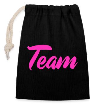 Team - Closable cotton gift bag (14x20cm) - black - Front