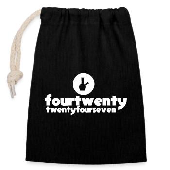 Four Twenty Twentyfour Seven Cannabis Bong 420 - Closable cotton gift bag (14x20cm) - black - Front