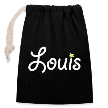 Louis - Sac cadeau en coton avec cordon (14 x 20 cm) - noir - Devant