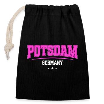 Potsdam Germany Urban College Style - Verschließbarer Geschenkbeutel aus Baumwolle (14x20cm) - Schwarz - Vorne