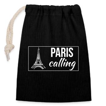 Paris Calling - Closable cotton gift bag (14x20cm) - black - Front