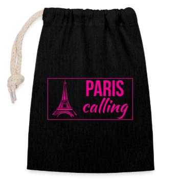 Paris Calling - Closable cotton gift bag (14x20cm) - black - Front