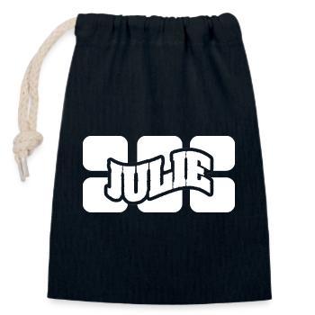 Julie comme nom - Sac cadeau en coton avec cordon (14 x 20 cm) - bleu marine - Devant