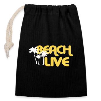BEACH LIVE - Verschließbarer Geschenkbeutel aus Baumwolle (14x20cm) - Schwarz - Vorne