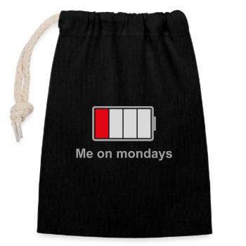 Low Battery Mondays – Low Energy Mood - Closable cotton gift bag (14x20cm) - black - Front