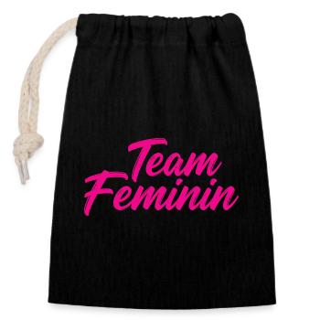 Team Feminin – Pink Girl Power Statement Design - Closable cotton gift bag (14x20cm) - black - Front