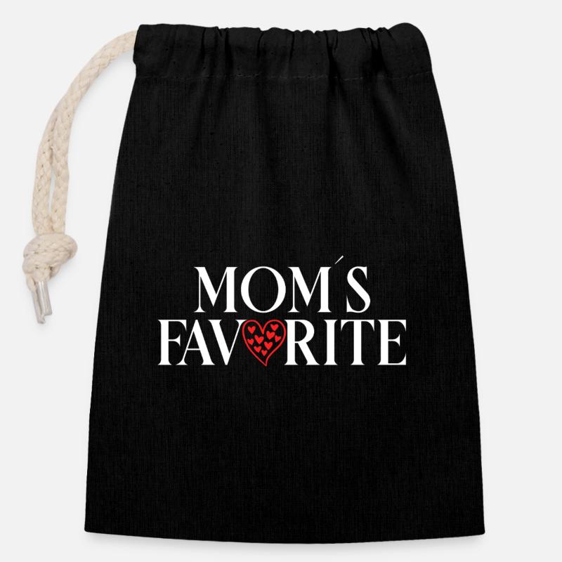 Le chéri de Maman Enfant Préféré - Sac cadeau en coton avec cordon (14 x 20 cm) - noir