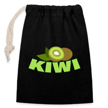 Kiwi - Sac cadeau en coton avec cordon (14 x 20 cm) - noir - Devant