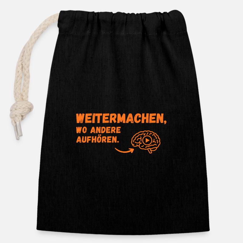 Weitermachen Spruch Gehirn-Icon - Verschließbarer Geschenkbeutel aus Baumwolle (14x20cm) - Schwarz