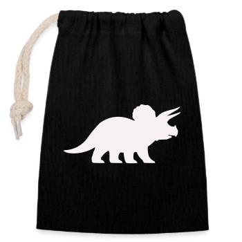 Triceratops Silhouette – Minimal-Dino - Verschließbarer Geschenkbeutel aus Baumwolle (14x20cm) - Schwarz - Vorne