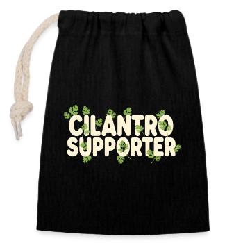 Éventail de coriandre | Humour de jardin de cuisine aux herbes - Sac cadeau en coton avec cordon (14 x 20 cm) - noir - Devant