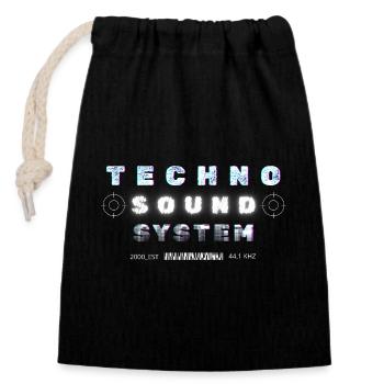 Techno Underground Club Logo - Verschließbarer Geschenkbeutel aus Baumwolle (14x20cm) - Schwarz - Vorne