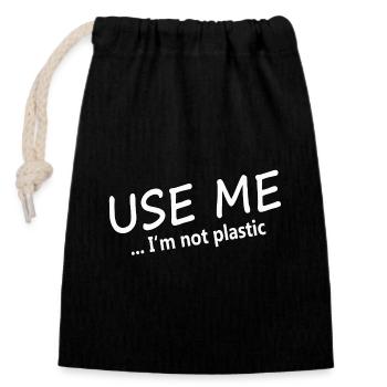 USE ME - Closable cotton gift bag (14x20cm) - black - Front