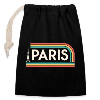 Paris Rainbow Retro - Closable cotton gift bag (14x20cm) - black - Front