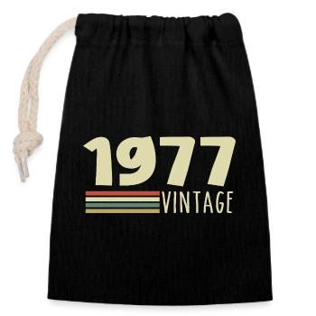 1977-Anniversaire-1977-retro-1977 - Sac cadeau en coton avec cordon (14 x 20 cm) - noir - Devant