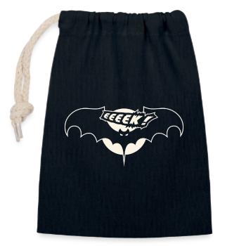 Bat - Closable cotton gift bag (14x20cm) - navy - Front