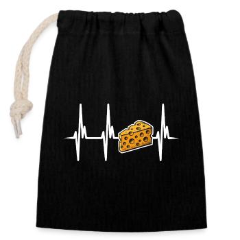 J’adore le fromage - Sac cadeau en coton avec cordon (14 x 20 cm) - noir - Devant