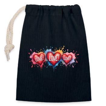 Liebestext Herzenform-Gemälde Druck - Verschließbarer Geschenkbeutel aus Baumwolle (14x20cm) - Navy - Vorne