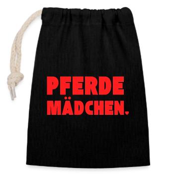 Pferdemädchen – Perfektes Geschenk für Pferdefans - Verschließbarer Geschenkbeutel aus Baumwolle (14x20cm) - Schwarz - Vorne