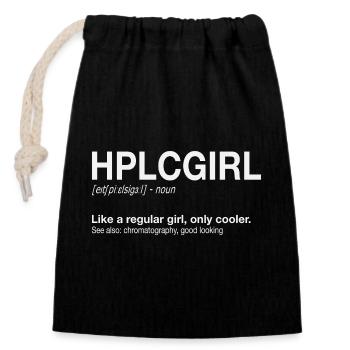 Chromatographie liquide haute performance HPLC Girl - Sac cadeau en coton avec cordon (14 x 20 cm) - noir - Devant