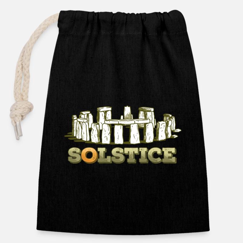 Litha Pagan Summer Solstice Midsummer Midsommar - Closable cotton gift bag (14x20cm) - black