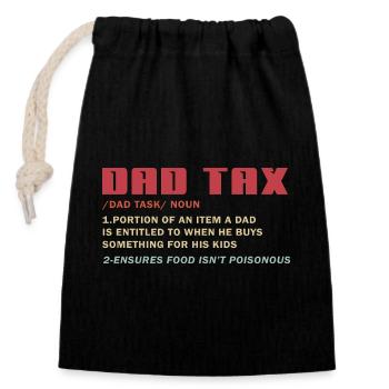Dad Tax Meme Tee: Kiddos’ Deduction - Closable cotton gift bag (14x20cm) - black - Front