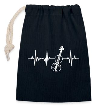 Violine Herzschlag - Verschließbarer Geschenkbeutel aus Baumwolle (14x20cm) - Navy - Vorne
