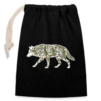 wolf-botanical - Verschließbarer Geschenkbeutel aus Baumwolle (14x20cm) - Schwarz - Vorne